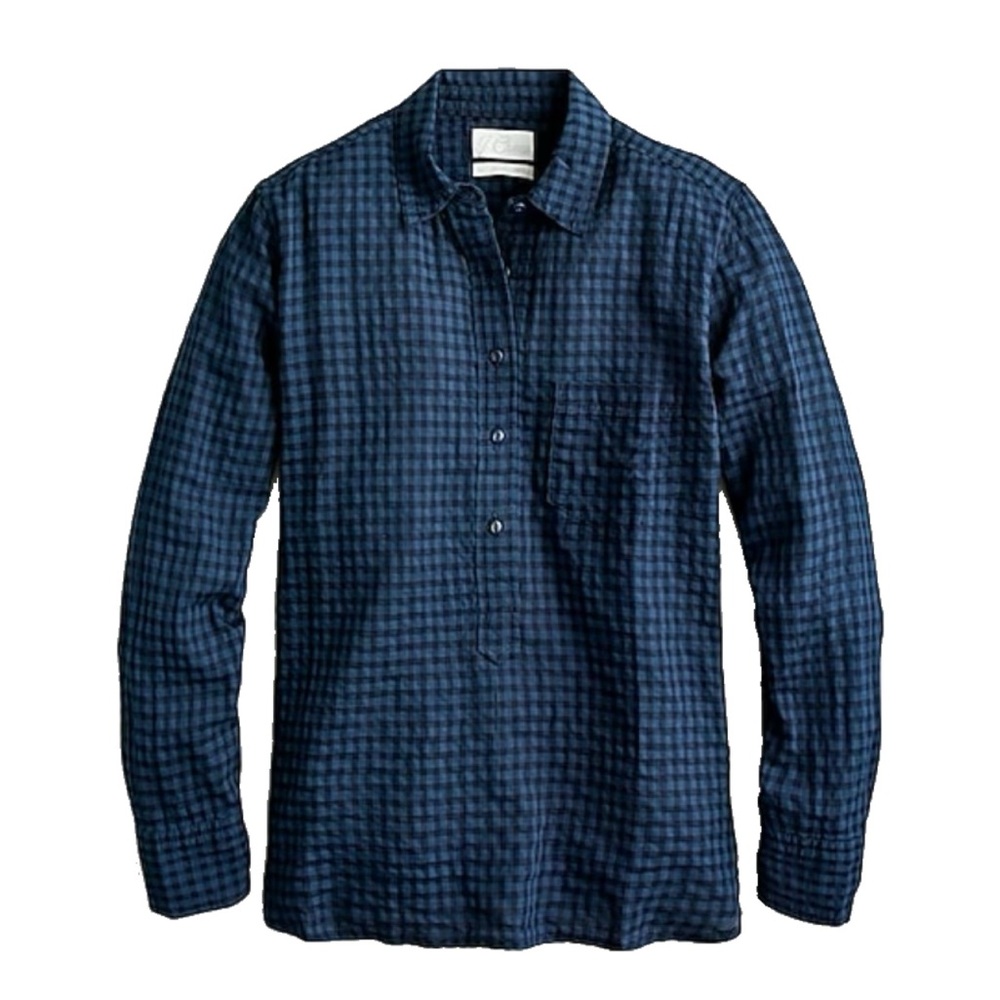 J.Crew Classic-fit popover in crinkle gingham